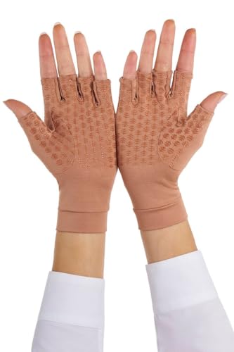 Coolibar Fingerless UV Sun Gloves - UPF 50+ Sun Protection - Ouray - color: Antique Tea, size: Large
