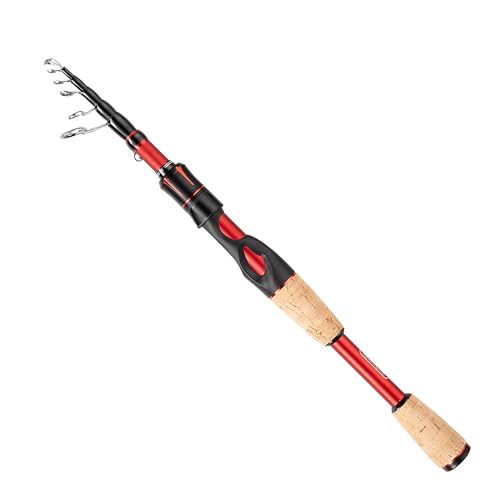 EOW XPEDITE LITE Portable Telescopic Fishing Rods & Combo, Spinning & Casting Fishing Poles, 24T Carbon Rod Blanks, Solid Carbon Tip, Split Cork Grips, Travel Rod, Combos with 5+1BB Spinning Reel - size: 7'-M-Fast, style: Rod- Spinning