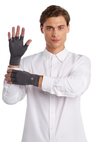 Coolibar Fingerless UV Sun Gloves - UPF 50+ Sun Protection - Ouray - color: Charcoal, size: Small