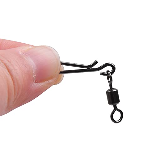 AGOOL Fishing Swivels Snaps Fishing Quick Clips, 60/200pcs Rolling Barrel Swivels with Quick Clips Snaps Swivels High Strength Speed Clips Connector Freshwater Saltwater Fishing Tackle - color: 10#-60pcs