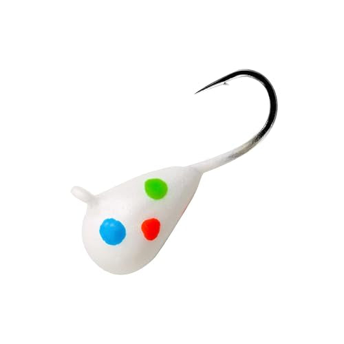 10 Pieces 3.0-6.0mm Teardrop Tungsten Ice Jig - color: SP01 Pearl White Wonderbread Glow, size: TIJ02 4MM 10PCS
