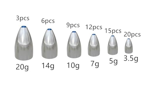 TOASIS Fishing Steel Weights Rubber-core Tube Sinkers - style: Assorted Kit-65pcs With Beads