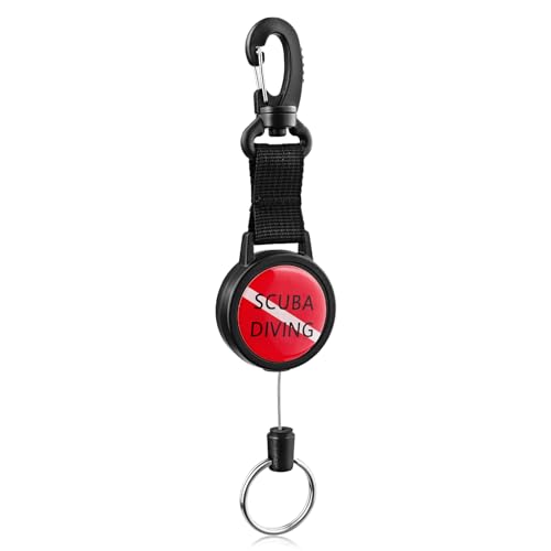 Scuba Diving Retractor, Dive Gear Keeper with 60cm/24'' Retractable Tether | Quick Release Retractor with Swivel Spring Clip, Split Ring for Diving Gauge, Flashlight, Camera, Compass, Whistle, Slate
