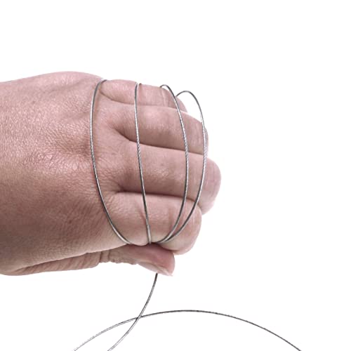 5LB-280LB 7 Strands Stainless Steel Wire Leader Nylon Coated-32.8ft Fishing Leader with 10pcs Crimp Sleeves - color: Silver with spool, size: 80LB