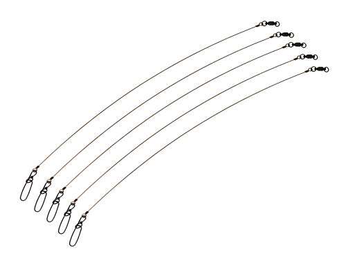 124 lb. 6" 5 Pack Premium Stainless Steel Solid Wire Tooth Shield Tackle Musky Pike Leader Jerk Bait Bucktail
