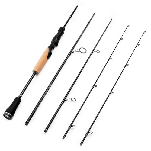KastKing Spartacus Passage Travel Fishing Rods, Portable 4-Piece Spinning & Casting Rods, Extra Twin-Tip, IM7 Graphite Blanks, Stainless Steel Guides with Zirconium Oxide Rings, EVA Handle - size: 7'6"-MH-Fast(4 Pcs+ Extra Tip), style: Spinning