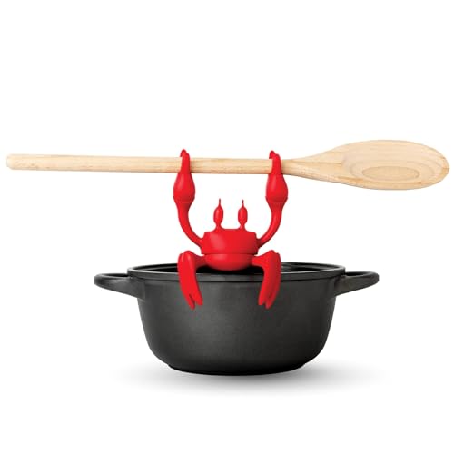 OTOTO Red The Crab Silicone Utensil Rest - Kitchen Gifts, Silicone Spoon Rest - Heat-Resistant Kitchen - Steam Releaser, Chopstick Rests & Holders