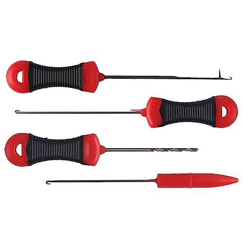 Baits Needle Stainless Steel Fish Stringer 4 in 1 Carps Fishing Baits Needle Tool Drilling Hook for Making Rigs Fish Pellets Baiting - color: 4 mixed