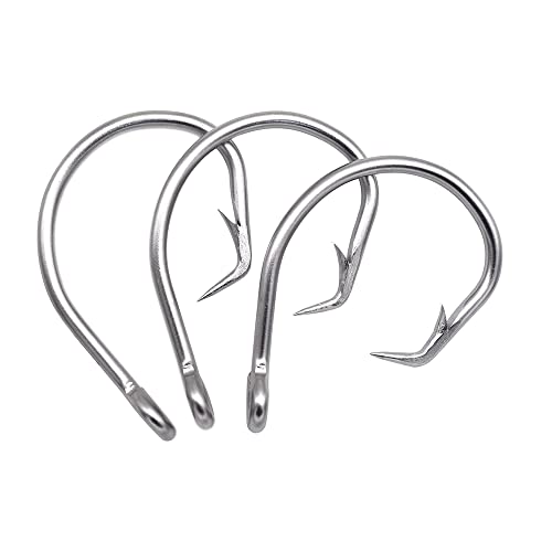 Giant Fishing Hook 6/0-28/0 Forged in-line Circle Hooks Shark & Swordfish &Tuna Hook Stainless Steel Big Game Hook Saltwater… - size: Size 15/0-Pack of 15