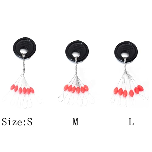 6 in 1 Fishing Bobber Stopper,Soft Silicone Float Sinker Stops,100Pcs Cylinder,Oval Float Stop Stoppers… - color: Red-Oval, size: Medium