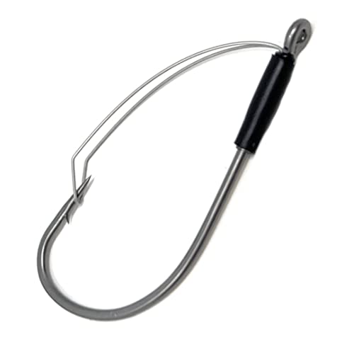 Reaction Tackle Neko Hooks - Weedless Finesse Fishing Hooks for Bass - High Carbon Steel Wacky and Neko Rig Hooks for Soft Plastic Worms (25-Pack) - size: #4 Wire Guard