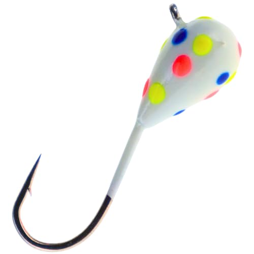 Reaction Tackle Tungsten Ice Fishing Jigs, Tear Drop Jig Heads that Glow with UV Light for Panfish, Crappie, Walleye, Perch, Trout and Bluegill - color: Wonder Glow Spots 6-pcs, size: 6 mm Long