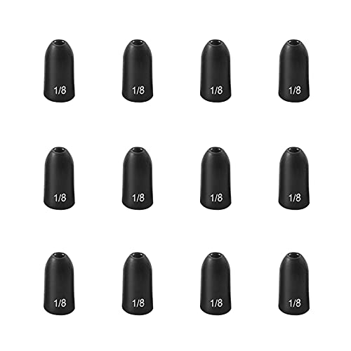 12 Pack Tungsten Bullet Fishing Weights, Insert Free Worm Sinkers, 1/8 3/16 1/4 3/8 1/2 oz - color: No Chip Black, size: 1/4 oz - 5pcs