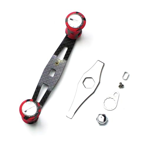 Mr. Z 95mm Carbon Fiber Baitcasting Reel Handle Compatible for Abu Garcia Shimano Daiwa Light Weight Low Profile Casting Reel - color: CAMO Red, size: Right-handed