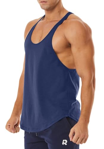Men's Workout Quick Dry Soft Gym Bodybuilding Stringer Tank Tops - color: Navy Blue, size: Medium