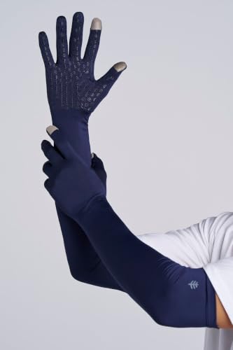Coolibar Long Full Finger UV Sun Gloves - UPF 50+ Sun Protection - Culebra - color: Navy, size: Large
