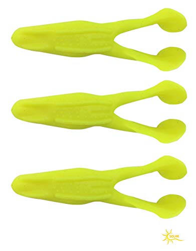 Paddle Toad Frog Soft Plastic 1/2oz 4.13" Fishing Lure - Pack of 3 - color: NEON SOLAR
