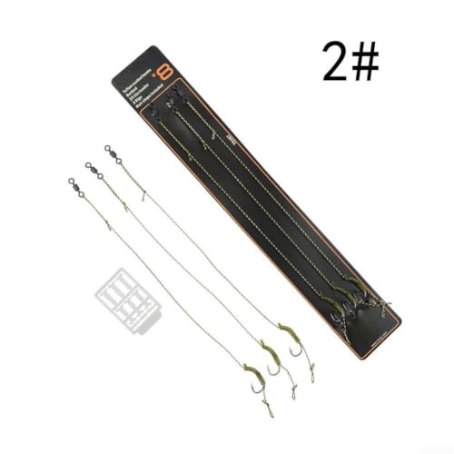 Pre-Tied Carp Hair Rigs Featuring Curved Barb Hooks, Stainless Steel Construction for Floating Baits, Complete with Rig Stops and Swivels(3pack#2) - color: 3pack#2