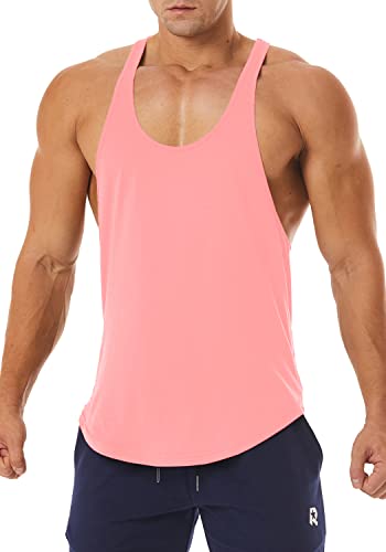 Men's Workout Quick Dry Soft Gym Bodybuilding Stringer Tank Tops - color: Pink, size: Small