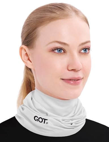 UPF 50+ Cooling Neck Gaiter - Fishing Face Mask Sun Protection Men Women | Thermoregulation, Moisture-Wicking, Quick-Drying, 4-Way Stretch, Built-in UV SPF, Multi-Style Headwear - color: White