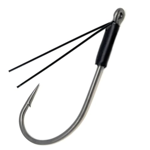 Reaction Tackle Neko Hooks - Weedless Finesse Fishing Hooks for Bass - High Carbon Steel Wacky and Neko Rig Hooks for Soft Plastic Worms (25-Pack) - size: #2/0 Fiber Guard
