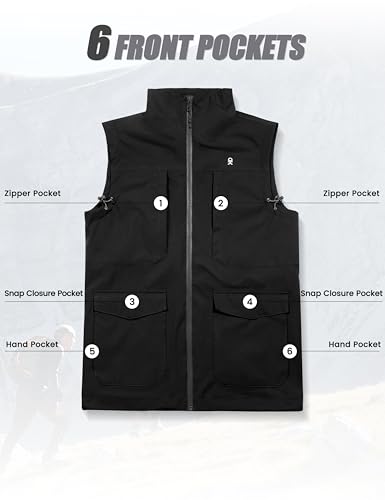 Little Donkey Andy Men's Lightweight Quick Dry Vest Windproof Sleeveless Jacket with 11 Pockets for Travel Fishing Hiking - color: Black, size: Small