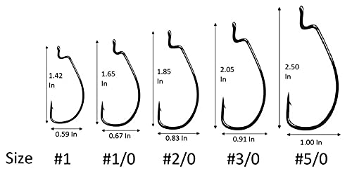 Angler's Grotto EWG Offset Shank Worm Hook | 15/25 Count Per Pack | Freshwater Saltwater Fishing Hooks | High Carbon Steel Extra Strength | Size #1#1/0#2/0#3/0#4/0#5/0 - size: Size #1/0, 25 Count