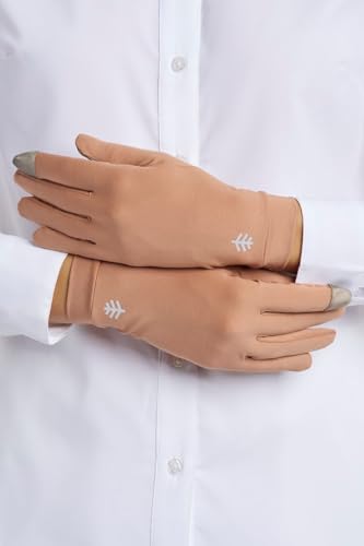 Coolibar Full Finger UV Sun Gloves - UPF 50+ Sun Protection - Gannett - color: Antique Tea, size: Medium
