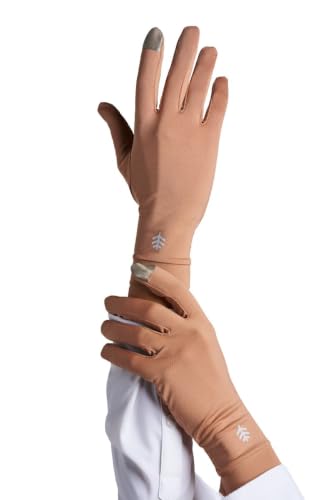 Coolibar Full Finger UV Sun Gloves - UPF 50+ Sun Protection - Gannett - color: Antique Tea, size: Small