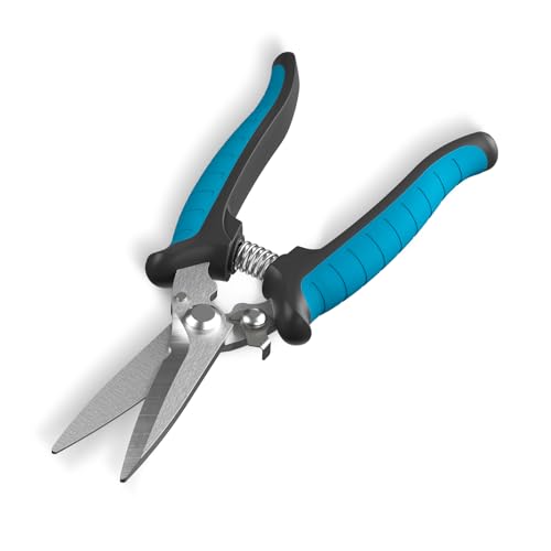 GARTOL 8" Heavy Duty Scissors & Tin Snips - All Purpose Utility Shears with Wire Cutter Notch | Cut Sheet Metal, Cable, Insulation, Carpet, Leather | Ergonomic Electrician Tools with Safety Lock - style: HC120