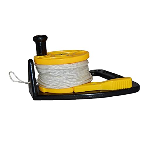 NIDONE Fishing Line Winder Spooler Fishing Line Fishing Line Spooler Machine Dive Reel with Thumb Stopper High Visibility 150ft White Line Multi Purpose for Cave and Wreck Exploration