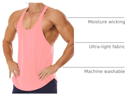 Men's Workout Quick Dry Soft Gym Bodybuilding Stringer Tank Tops - color: Pink, size: X-Large