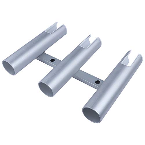 Aluminium Wall-Mounted Fishing Rod Holder for Boat, Garage & Marine - Holds Rods & Poles - color: Silver 3 Tubes