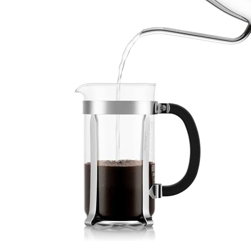 Bodum 34oz Chambord French Press Coffee Maker, High-Heat Borosilicate Glass, Polished Stainless Steel – Made in Portugal