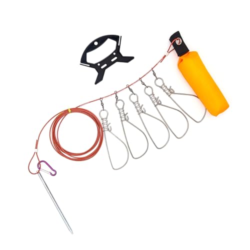 Holder Set Fishing Stringer Stainless Steel Stringer Clip Big Fish Wire Rope Cable Live Fish with Handle Easy Installation Holder Tool