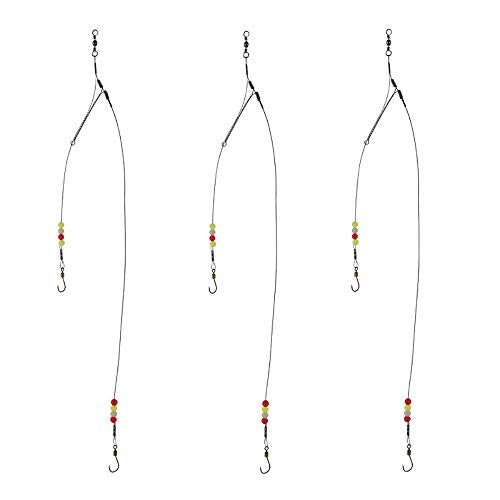 Dyxssm Fishing Hooks with Leader Rigging, Fishing Hook Line Stainless Steel Fishing Rigs Wire and Rig Hooks - size: 2/0#, style: Style-a: 2 Hooks Rig