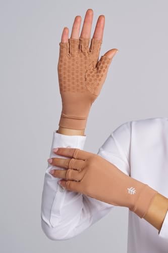 Coolibar Fingerless UV Sun Gloves - UPF 50+ Sun Protection - Ouray - color: Antique Tea, size: Large