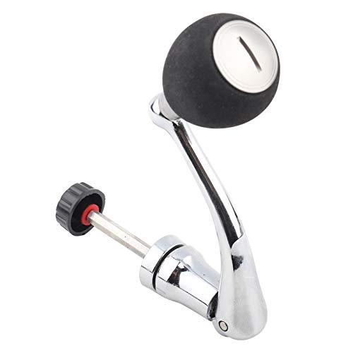 Keenso Reel Replacement Handle, Metal Rocker Arm Grip Spinning Metal Made hex Trunk Spinning Fishing Reel with EVA Premium Metal Comfortable and Anti-Slip - color: Sliver, size: Large