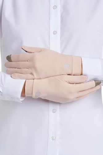 Coolibar Full Finger UV Sun Gloves - UPF 50+ Sun Protection - Gannett - color: Beige, size: Small