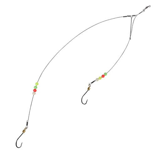 Dyxssm Fishing Hooks with Leader Rigging, Fishing Hook Line Stainless Steel Fishing Rigs Wire and Rig Hooks - size: 4#, style: Style-a: 2 Hooks Rig