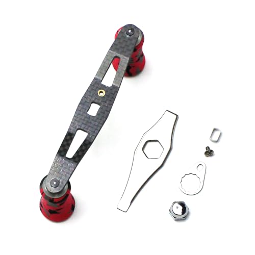Mr. Z 95mm Carbon Fiber Baitcasting Reel Handle Compatible for Abu Garcia Shimano Daiwa Light Weight Low Profile Casting Reel - color: CAMO Red, size: Right-handed