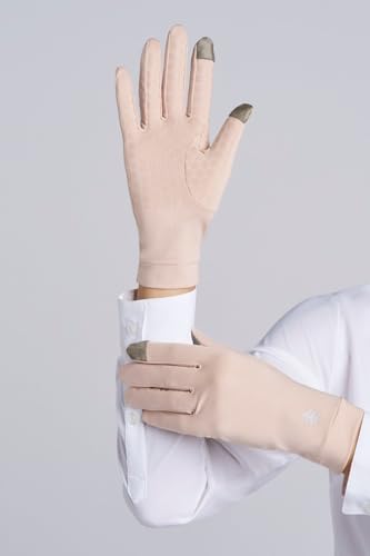 Coolibar Full Finger UV Sun Gloves - UPF 50+ Sun Protection - Gannett - color: Beige, size: Small