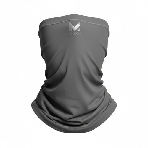 MISSION Multi-Use Neck Gaiter Face Mask for Ski & Outdoors, UPF 50, Breathable Lightweight Fabric - color: Dark Charcoal