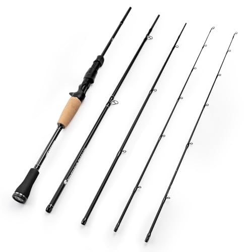 KastKing Spartacus Passage Travel Fishing Rods, Portable 4-Piece Spinning & Casting Rods, Extra Twin-Tip, IM7 Graphite Blanks, Stainless Steel Guides with Zirconium Oxide Rings, EVA Handle - size: 7'6"-MH-Fast(4 Pcs+ Extra Tip), style: Casting