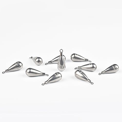 10 Pack Tungsten Free Rig Weights, Tear Drop Fishing Sinkers with Round Eye for Finesse Bass Fishing - color: Plain(Natural), size: 3/16oz - 10 Pack