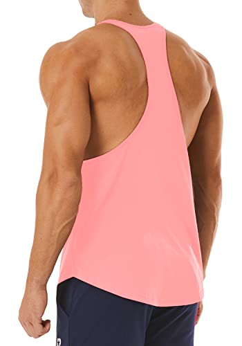 Men's Workout Quick Dry Soft Gym Bodybuilding Stringer Tank Tops - color: Pink, size: X-Large