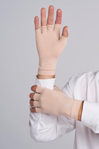 Coolibar Fingerless UV Sun Gloves - UPF 50+ Sun Protection - Ouray - color: Beige, size: X-Small