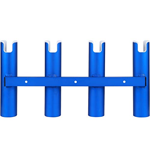 Aluminium Wall-Mounted Fishing Rod Holder for Boat, Garage & Marine - Holds Rods & Poles - color: Blue 4 Tubes