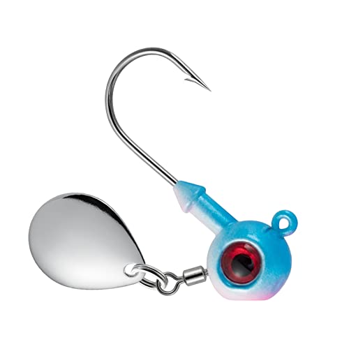 Dr.Fish 10 Pack Underspin Jigs Heads Freshwater Swimbait Ball Jig Bass Walleye Fishing Hooks Colorado Spinner Blade Flat Bottom Stand up - color: Pink Blue, size: 3/16oz-Hook #2