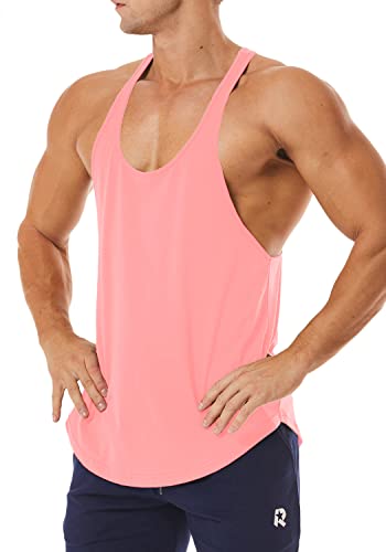 Men's Workout Quick Dry Soft Gym Bodybuilding Stringer Tank Tops - color: Pink, size: X-Large